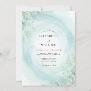 Invitación Boda Boho Aqua Hoja de Menta