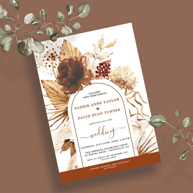 Invitación Boda Boho Arch Pampas Grass Floral Terracotta (Subido por el creador)