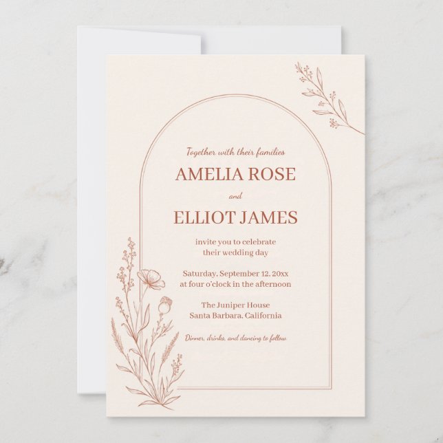 Invitación Boda Boho Arco de Terracota (Anverso)
