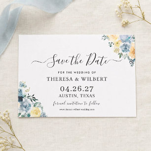 Invitación Boda Boho Azul Vainilla Guardar la Fecha