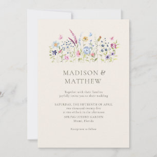 Invitación Boda Boho Beige Wildflowers