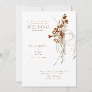 Invitación Boda Boho Blanca Espeluznante Otoñal Padres de la