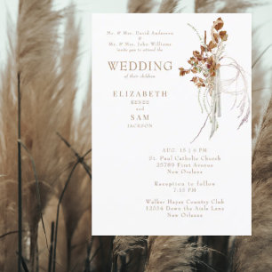 Invitación Boda Boho Blanca Etérea Otoño II Ambos Padres