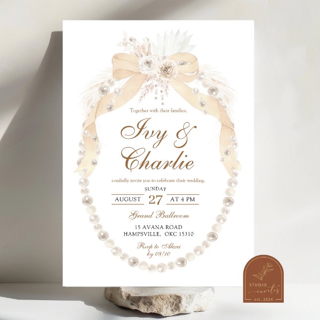 Invitación Boda Boho Blanca Marfil Coquette Rosas (Subido por el creador)