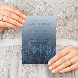 Invitación Boda Boho Blue Wild Grasses & Foliage
