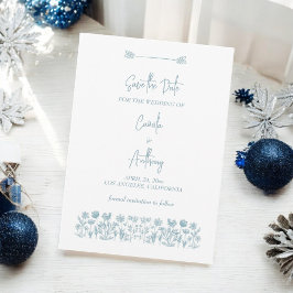 Invitación Boda Boho Blue Wildflower