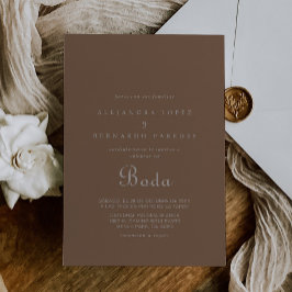 Invitación Boda Boho Boda de la Noche Marrón minimalista