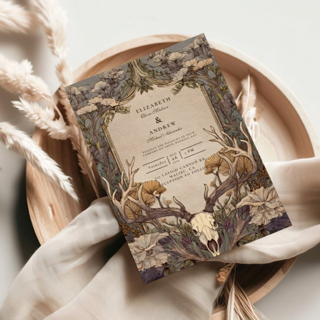 Invitación Boda Boho Bosque con Cuerno de Ciervo (Subido por el creador)