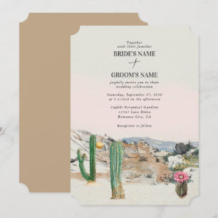 Invitación Boda Boho Cactus Desierto Acuarela