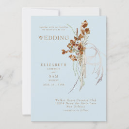 Invitación Boda boho celeste etérea de otoño juntos