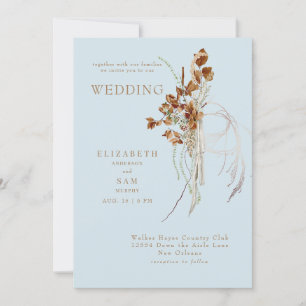 Invitación Boda boho celeste etérea de otoño juntos