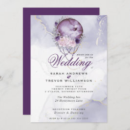 Invitación Boda Boho Celestial Full Moon Amethyst