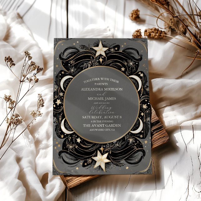 Invitación Boda Boho Celestial Mística Luna Noche Estrellada (Subido por el creador)