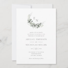 Invitación Boda Boho Chic Acuarela Eucalipto