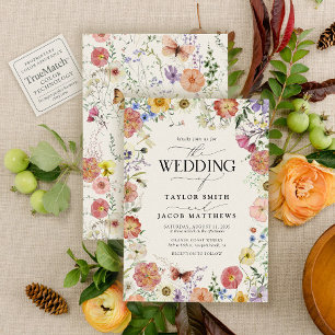 Invitación Boda Boho Chic con Flores Silvestres Prensadas Mod