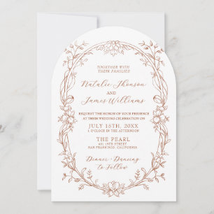 Invitación Boda Boho Chic de Terracota Naranja Quemada Arquea