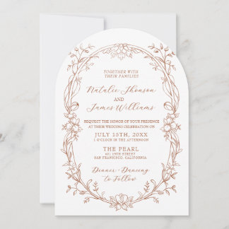 Invitación Boda Boho Chic de Terracota Naranja Quemada Arquea