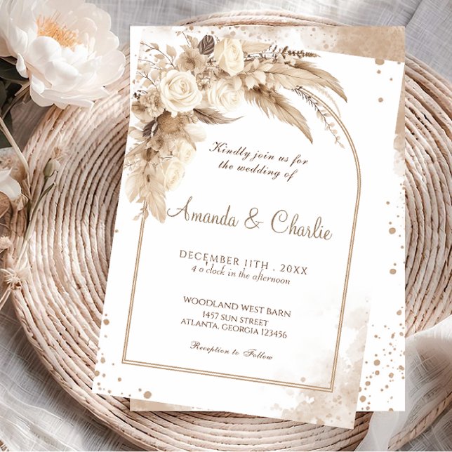 Invitación Boda Boho con hierba de las Pampas (Subido por el creador)