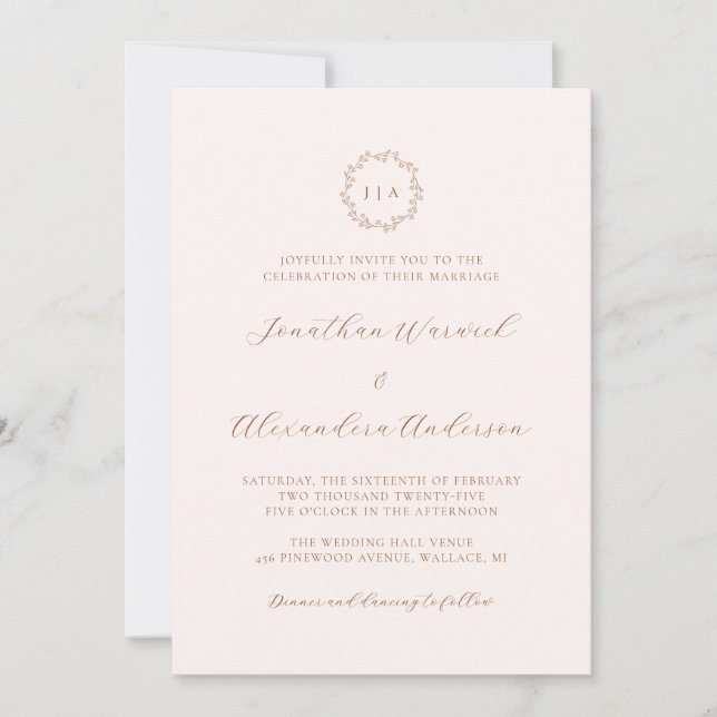 Invitación Boda Boho Cream y Terracota de Otoño (Anverso)