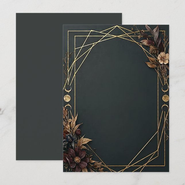 Invitación Boda Boho de Academia Oscura  (Anverso / Reverso)