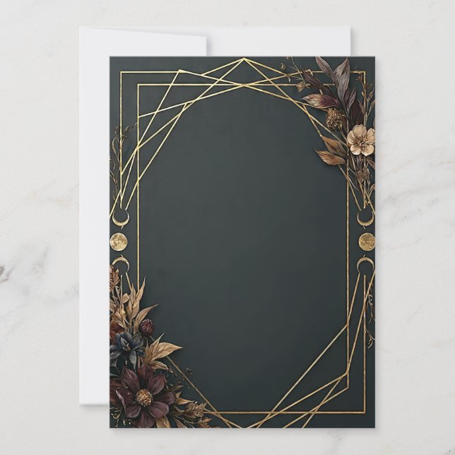 Invitación Boda Boho de Academia Oscura  (Anverso)