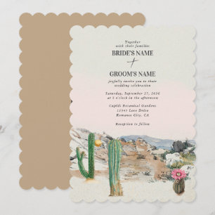 Invitación Boda Boho de Cactus del Desierto con Acuarela