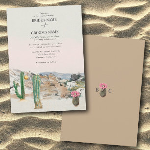 Invitación Boda Boho de Cactus del Desierto con Acuarela