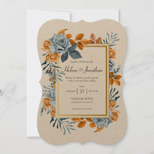 Invitación Boda Boho de color de agua con flor de índigo rubi