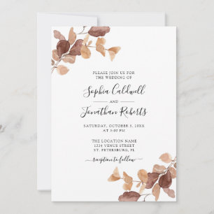 Invitación Boda Boho de Eucalipto Todo en Uno Rosa Polvo