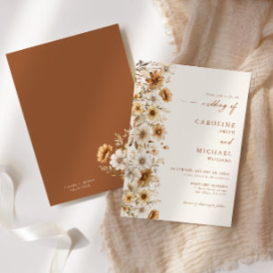 Invitación Boda boho de flor silvestre de naranja quemada