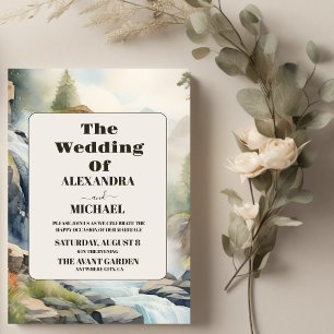 Invitación Boda Boho de la cascada de las montañas rusas