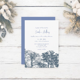 Invitación Boda Boho de los árboles de fondo azul
