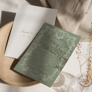 Invitación Boda Boho de Monograma de Jardín Verde Floral Salv