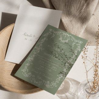 Invitación Boda Boho de Monograma de Jardín Verde Floral Salv
