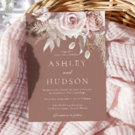 Invitación Boda Boho de Rosas Polvorientas y Rubor