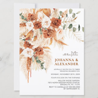 Invitación Boda Boho de Terracota Brillante y Audaz