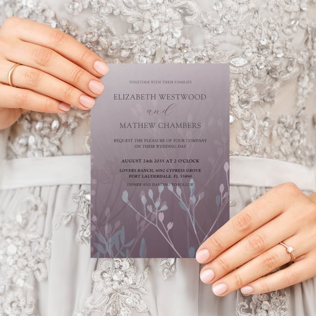 Invitación Boda Boho Deep Purple Hojas Prensadas  (Subido por el creador)