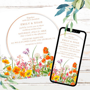 Invitación Boda Boho del país de las Flores Silvestres de col