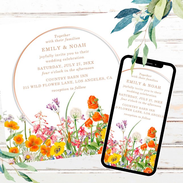 Invitación Boda Boho del país de las Flores Silvestres de col (Subido por el creador)