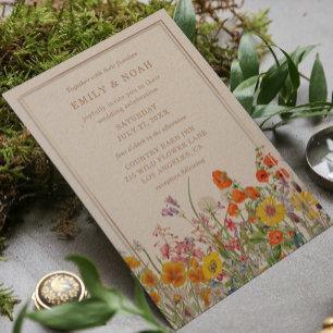 Invitación Boda Boho del país de las Flores Silvestres de col