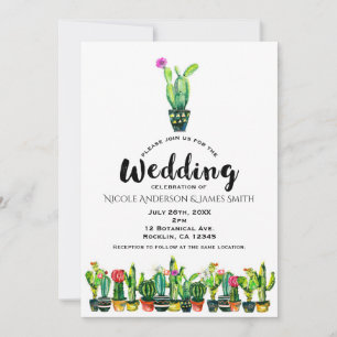 Invitación Boda Boho del sudoeste rústico floral de cactus
