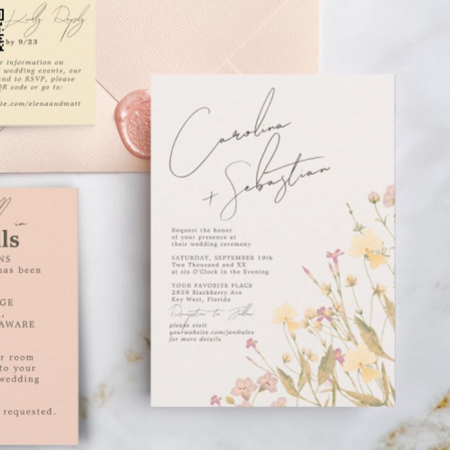 Invitación Boda Boho Delicate Wildflowers (Subido por el creador)