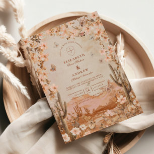 Invitación Boda Boho Desert Sunset Cactus