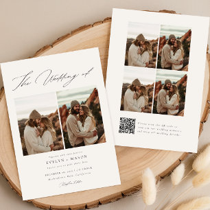 Invitación Boda boho elegante con código QR y presupuesto par