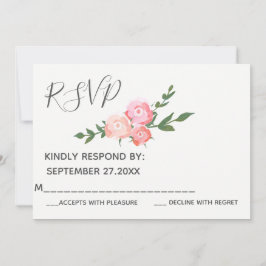 Invitación Boda boho elegante con rosas acuarela RSVP
