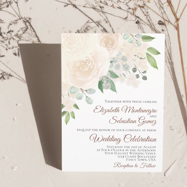 Invitación Boda Boho Elegante Floral Champán Rubor Peach (Subido por el creador)