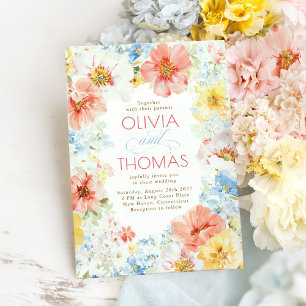 Invitación Boda boho elegante floral vintage deslucida