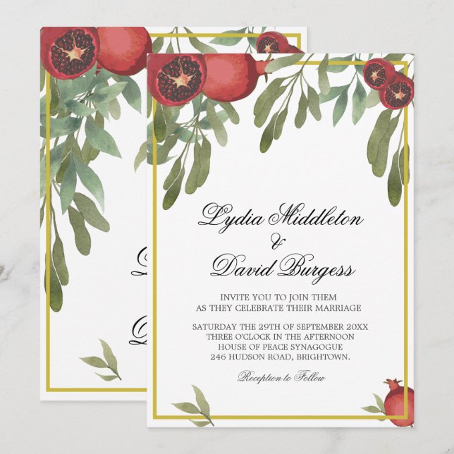 Invitación Boda Boho Elegante Verdor Botánico (Anverso / Reverso)