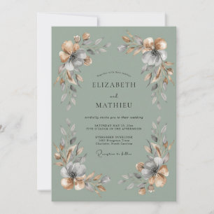 Invitación Boda Boho Etérea Verde Salvia