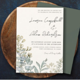 Invitación Boda Boho Eucalipto Salvia y Beige 